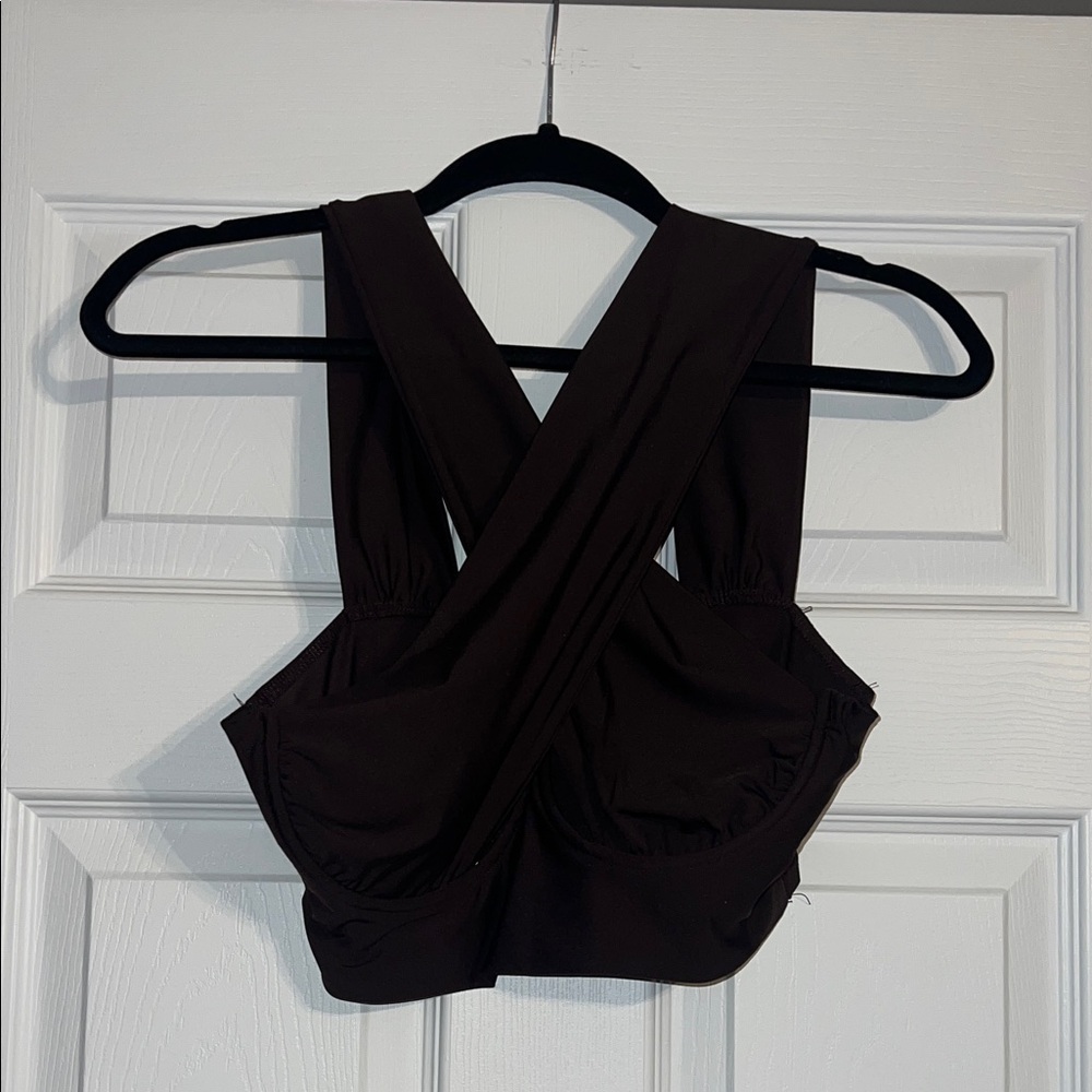 Women's dark brown Cross-Back Top